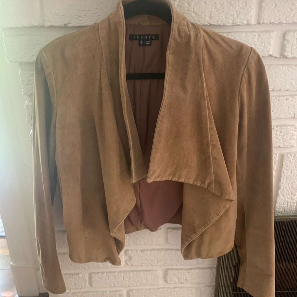 Theory tan suede leather jacket